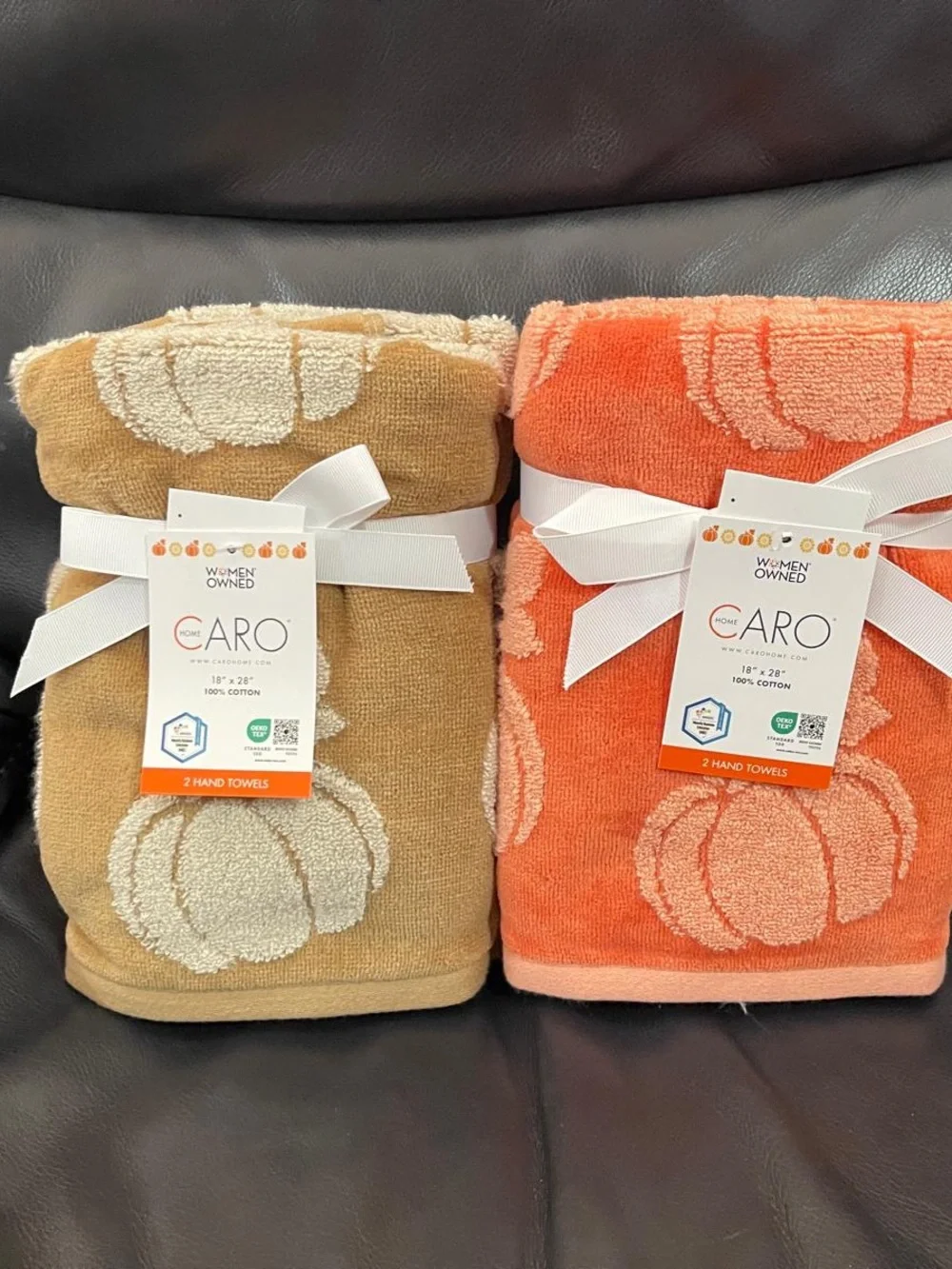 Thanksgiving CARO HOME Pumpkin Hand Towels (2) Thanksgiving Pumpkin Towels